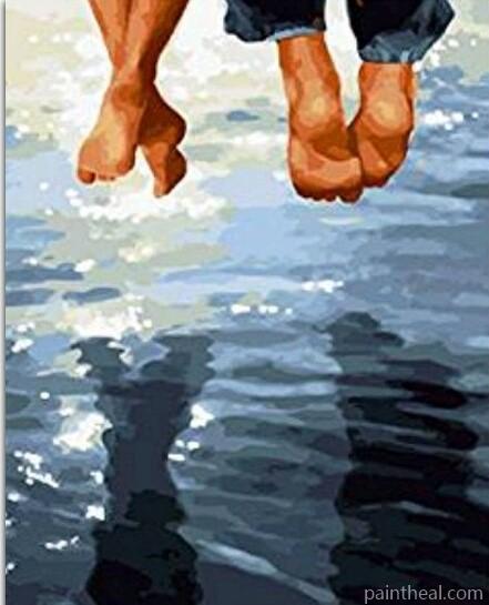 Couple Feet River Romance and Love Painting By Numbers Kits