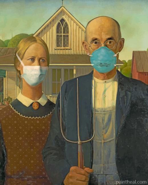 American Gothic With Masks NEW Painting By Numbers Kits