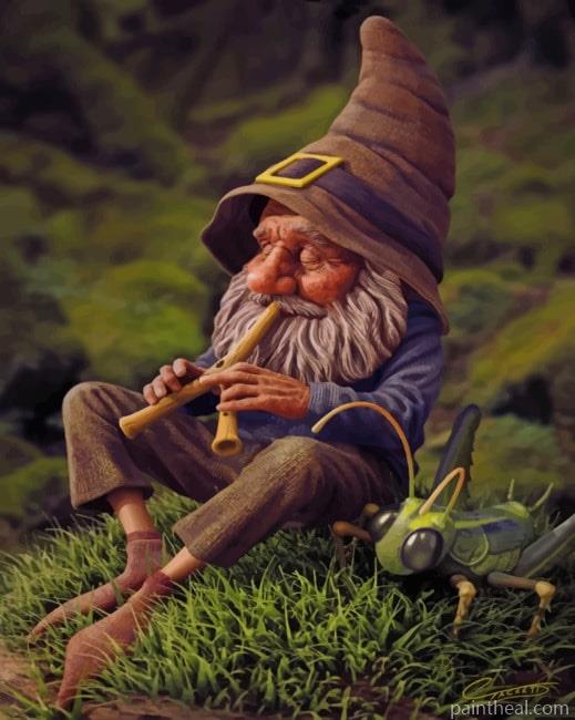 Dwarf Man Playing With Flute NEW Painting By Numbers Kits