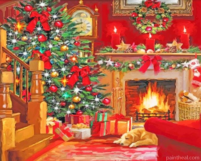 Aesthetic Christmas Fireplace Painting By Numbers Kits