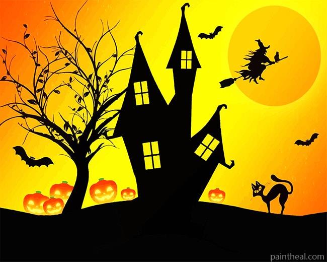 Halloween House Silhouette NEW Painting By Numbers Kits