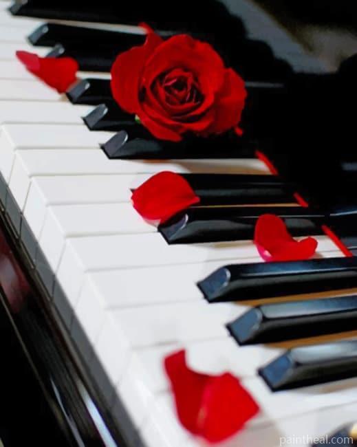 Piano And Red Rose NEW Painting By Numbers Kits