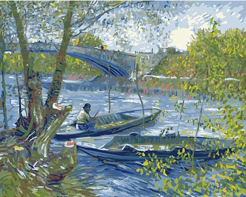Fishing in Spring By Van Gogh Landscape Painting By Numbers Kits