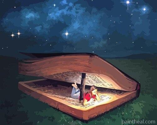 Girl Sleeping in Magic Book Abstract Painting By Numbers Kits