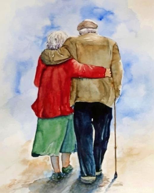 Old Couple Hugging Painting By Numbers Kits