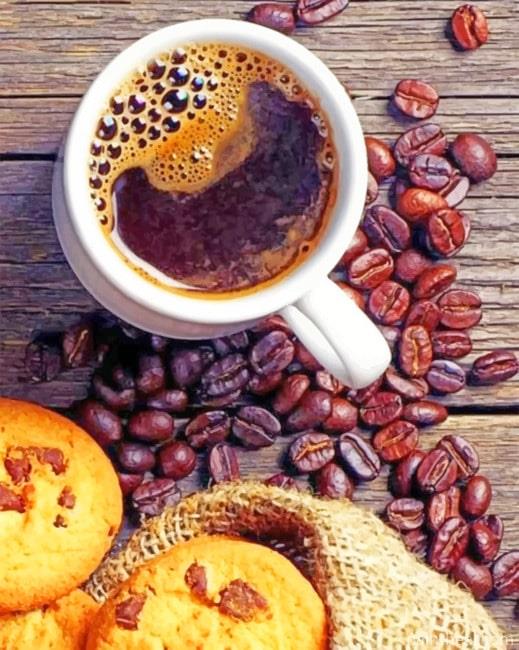 Coffee Beans And Cookies Food Painting By Numbers Kits