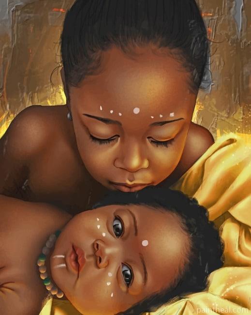 Black African American Kids NEW Painting By Numbers Kits