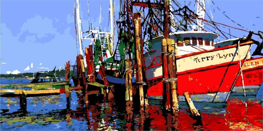 Fishing Boat Seascape Painting By Numbers Kits