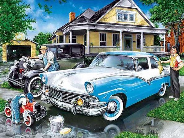 Day Of Car Wash Vintage Painting By Numbers Kits