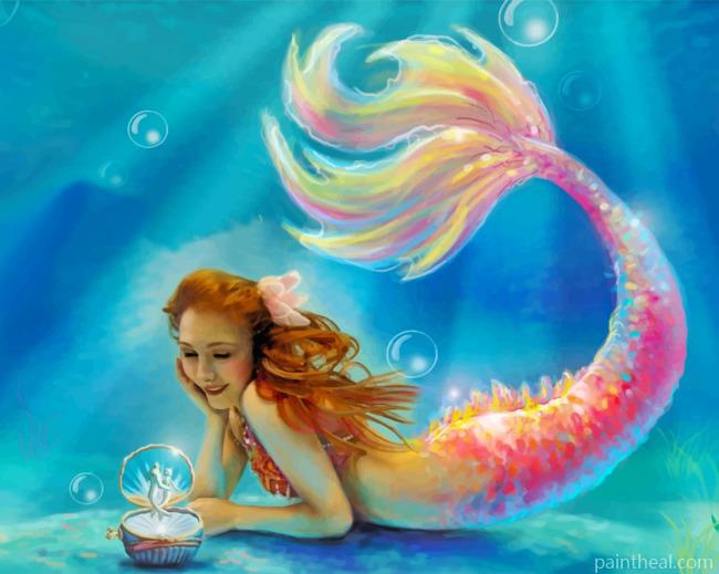 Pink Mermaid Underwater Painting By Numbers Kits