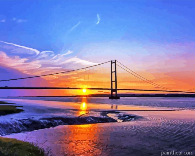 Sunset At Hull Humber Bridge Painting By Numbers Kits