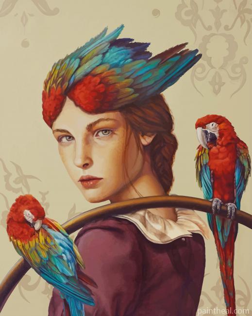Macaw Girl Art NEW Painting By Numbers Kits