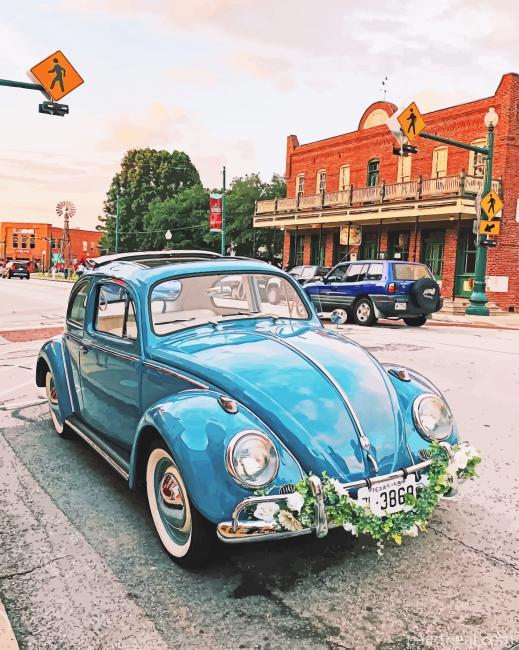 Old Blue Volkswagen Beetle NEW Painting By Numbers Kits
