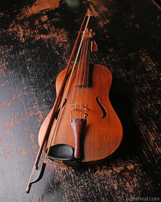 Brown Wooden Violin NEW Painting By Numbers Kits