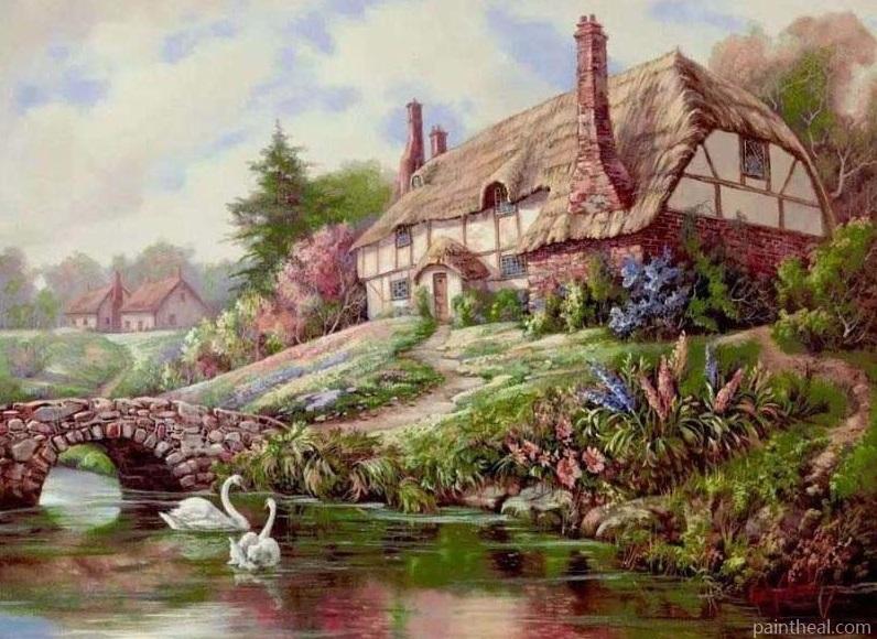 Countryside House Landscape Painting By Numbers Kits