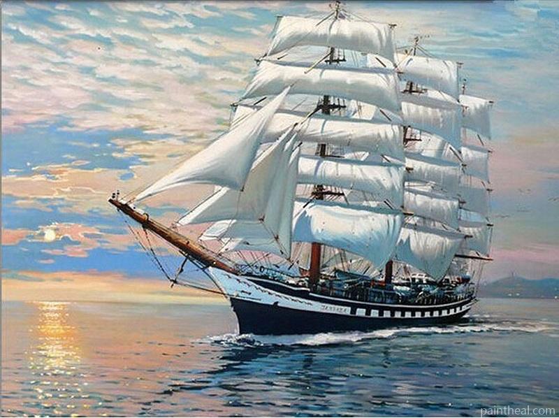 Sailing Boat Modern Abstract DIY Painting By Numbers Kits