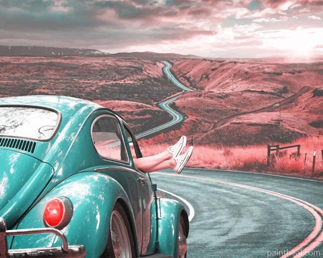 Blue Old Car Road NEW Painting By Numbers Kits