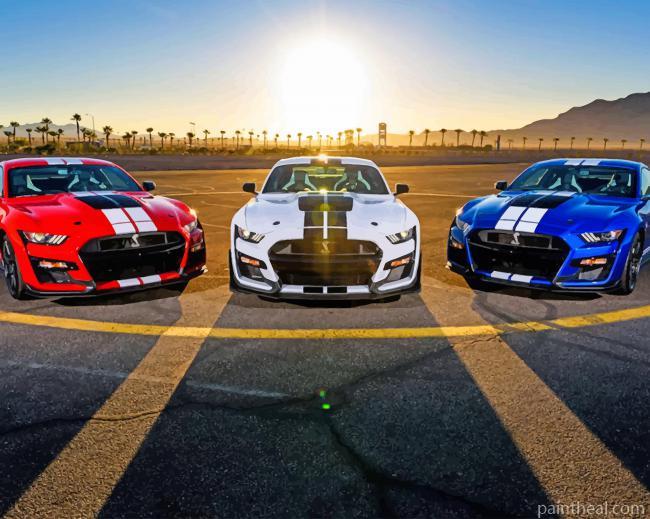 Blue Red and White Mustang Cars NEW Painting By Numbers Kits