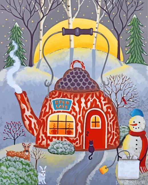 Kettle Christmas House Painting By Numbers Kits