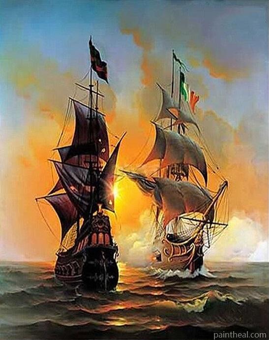 Sailing Warships DIY Painting By Numbers Kits