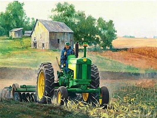 Farmer Plowing His Farm Landscape Painting By Numbers Kits