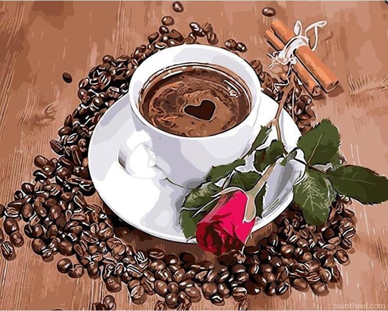Coffee Rose Kits Acrylic Paint DIY Painting By Numbers Kits