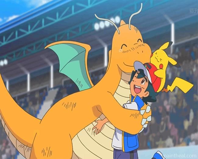 Dragonite And Ash Pokemon NEW Painting By Numbers Kits