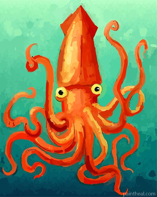 Red Giant Squid Painting By Numbers Kits