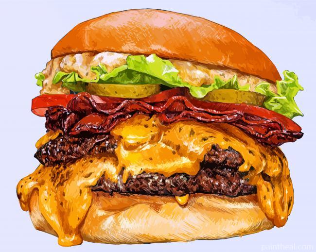 Tasty Burger Painting By Numbers Kits