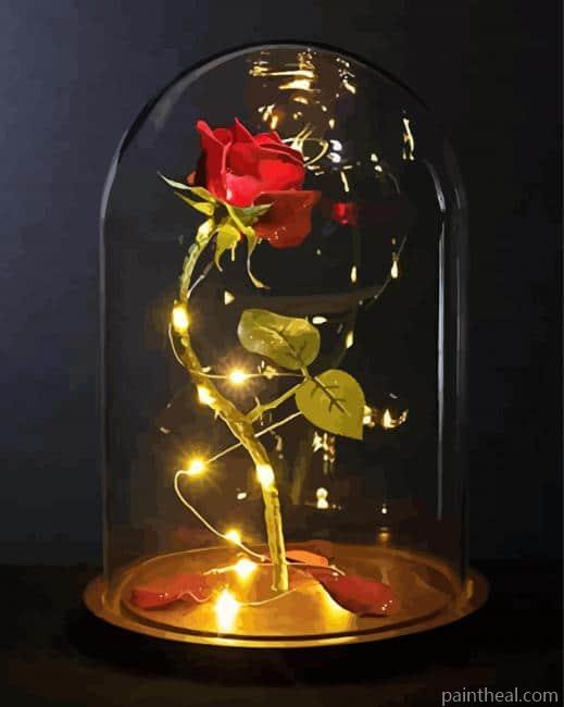 Beauty And The Beast Rose In Glass Art Painting By Numbers Kits