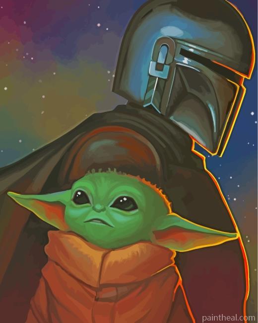 Mando And Baby Yoda Painting By Numbers Kits