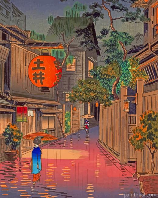 Evening At Ushigome Painting By Numbers Kits