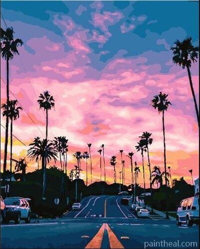 California Pink Sky Painting By Numbers Kits