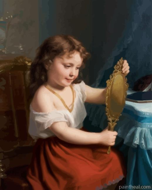 Little Girl And Mirror Painting By Numbers Kits