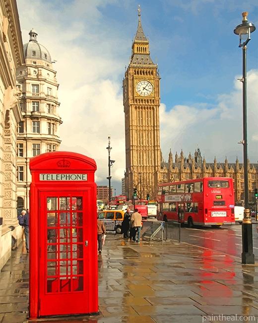 London Phone Box Painting By Numbers Kits