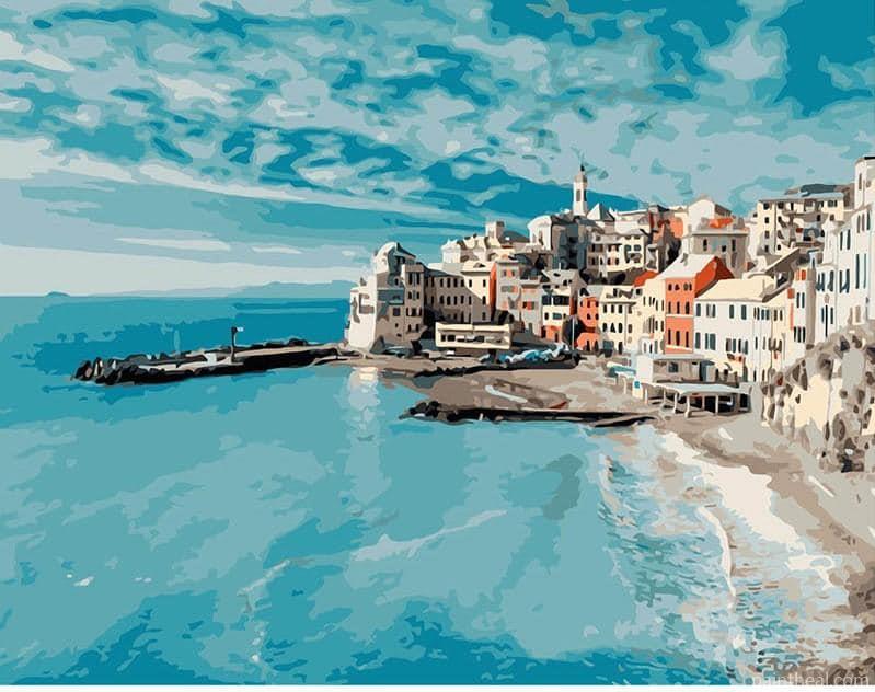 Sicily Blue ocean Cities Painting By Numbers Kits