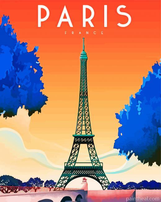 Eiffel Tower Illustration Painting By Numbers Kits