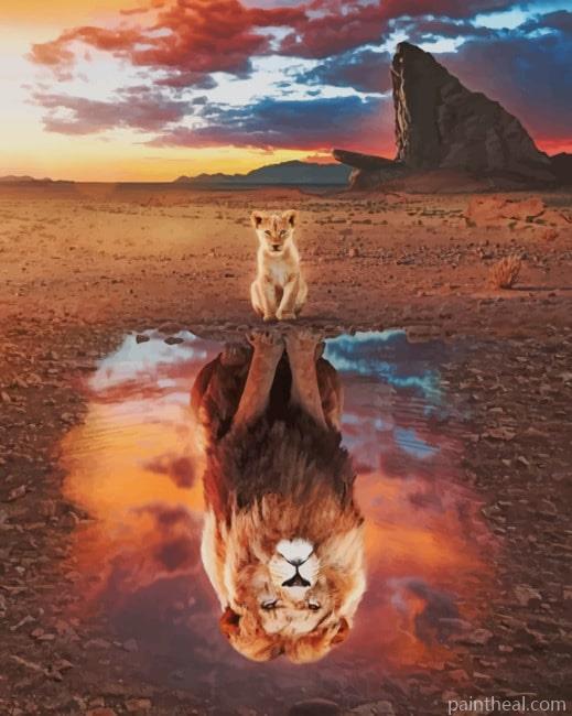 Lion Reflection In Water NEW Painting By Numbers Kits