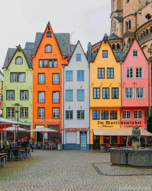 Colorful Buildings In Cologne Germany NEW Painting By Numbers Kits