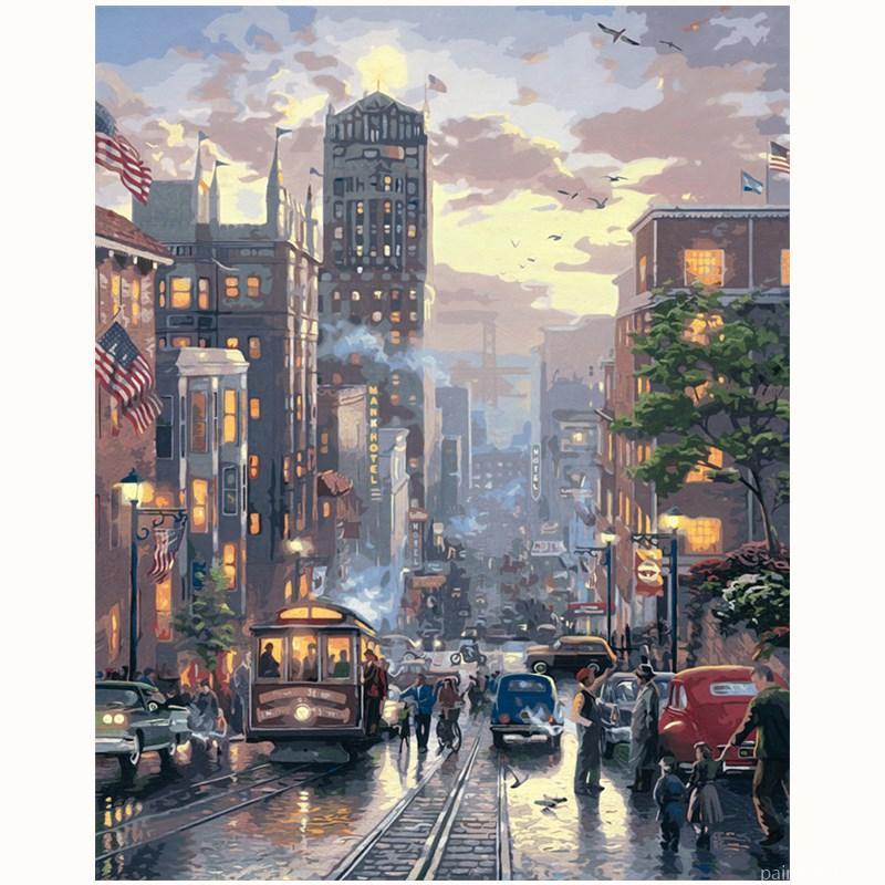 New York Manhattan Street Cities Painting By Numbers Kits