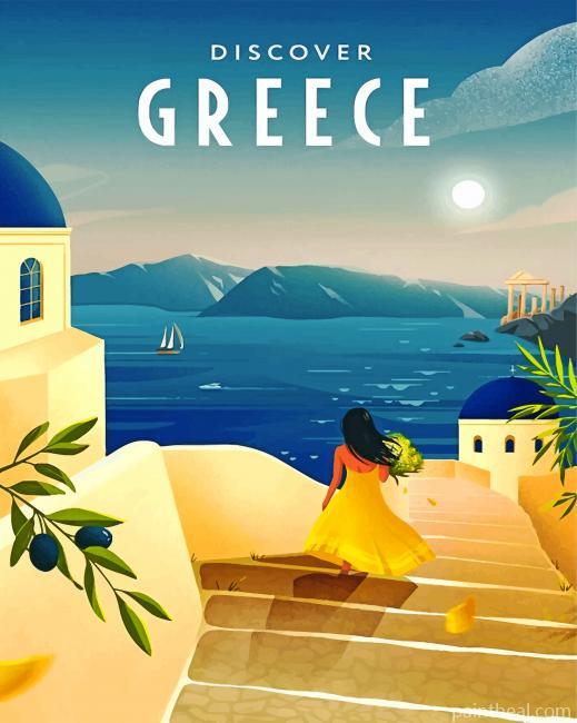 Santorini Greece Painting By Numbers Kits