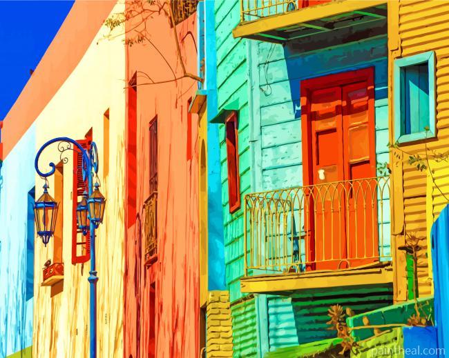 Colorful Buildings Argentina Painting By Numbers Kits