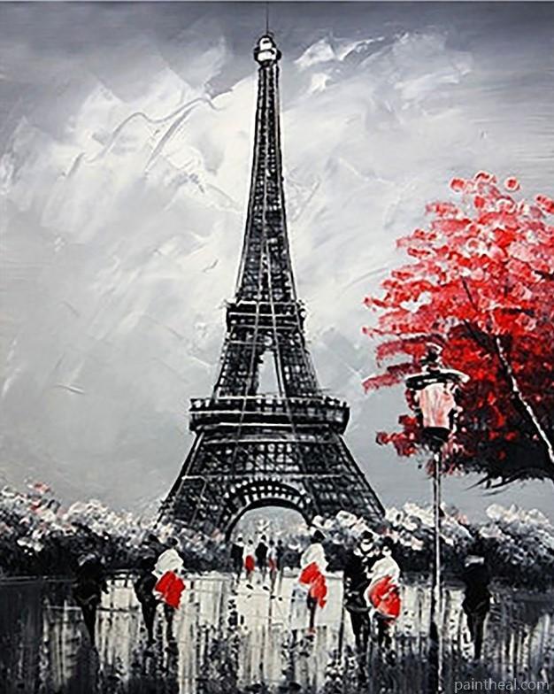 Black and White Paris Eiffel Tower Cities Painting By Numbers Kits