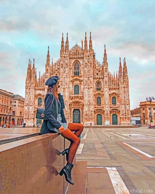 Girl In Duomo Milano Painting By Numbers Kits