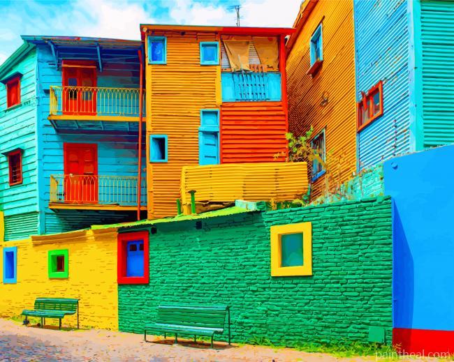 Aesthetic Colorful La Boca Argentina Painting By Numbers Kits