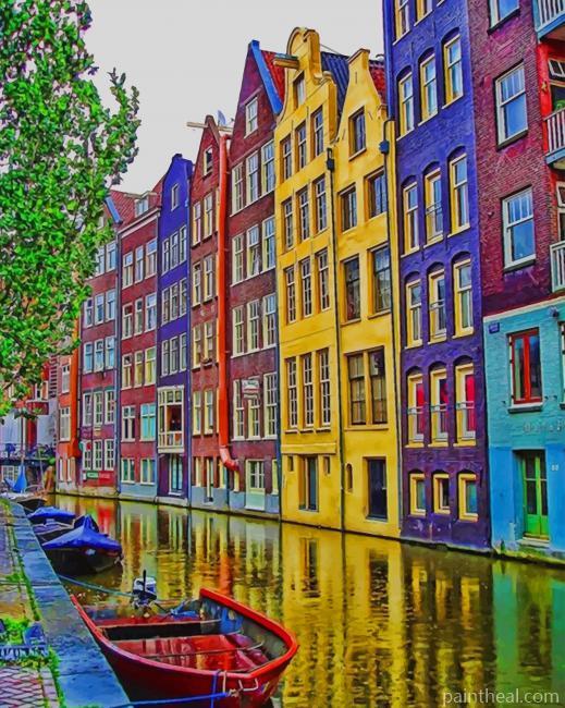 Amsterdam Colorful Houses NEW Painting By Numbers Kits