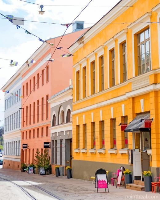 Helsinki Street Scene Painting By Numbers Kits