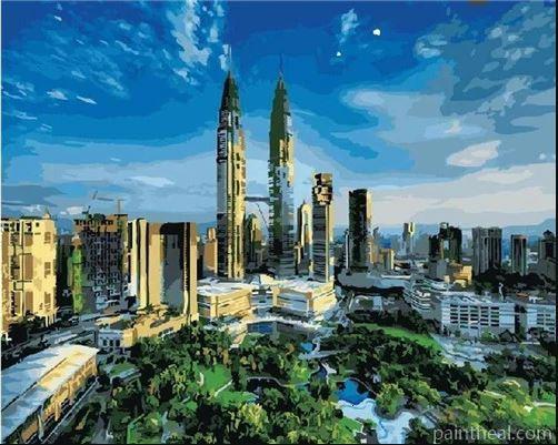 Petronas Twin Towers Cities Painting By Numbers Kits