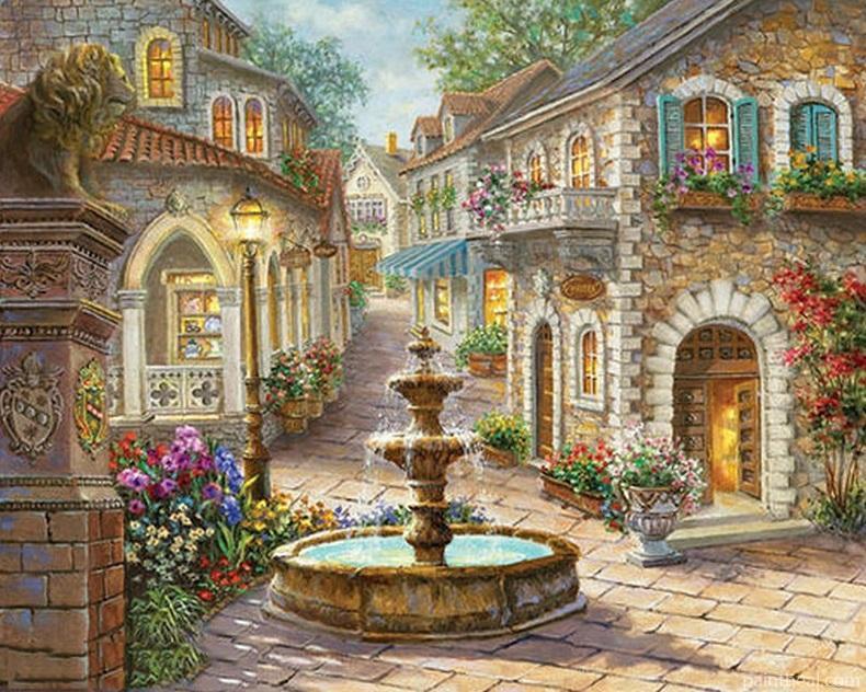 Fountain of Florence Cities Painting By Numbers Kits