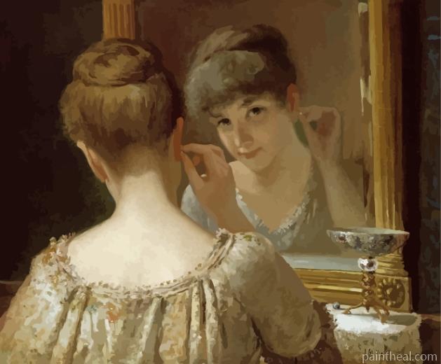 Lady Looking At The Mirror Painting By Numbers Kits